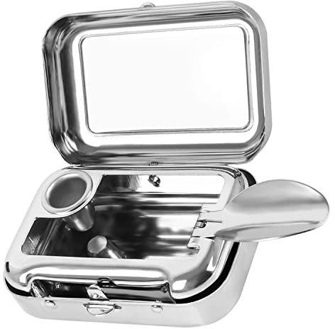 BOBOZHONG Cenicero de Bolsillo,Mini cenicero,cenicero portátil de Metal,cenicero de Viaje con Tapa cenicero de Viaje sin Olor Cenicero Prueba de Viento para Uso en Exteriores o Interiores