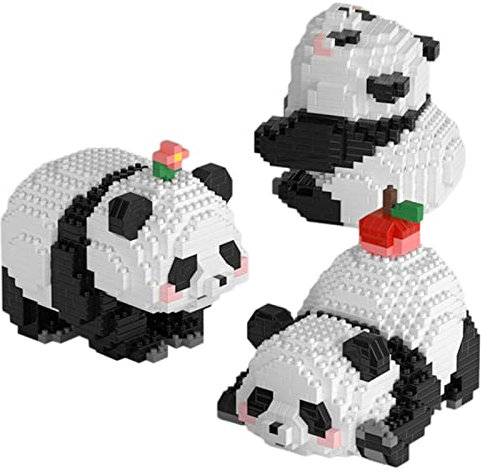 Larcele 983 Pièces Micro Blocs de Construction Kit, Bricolage Mini Blocs de Briques Jouet Set KLJM-09 (3 in 1 Panda B)