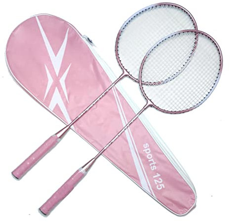 Badminton Schläger, Badmintonschläger, 20,5 × 65,5 cm, Keine Verformung, Mit Badminton-Tasche, Professioneller Leichtmetall-Badmintonschläger, für Studenten, Anfänger und Fitness-Enthusiasten(Rosa)