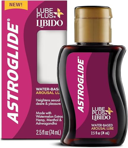 Astroglide Lube Plus Libido (2.5oz), Intimate Arousal Lube Heightens Desire and Sensitivity, Water Based Personal Lubricant, Enhances Pleasure for Women, Men, Couples, Travel Size (Packaging May Vary)