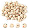 SUTOUG 80 Stück Smile Face Holzperlen, 20 mm Holzkugeln, runde Puppenkopfperlen mit 5 mm Lochabstandsperlen für DIY-Armband, Makramee, Halskette, Schmuck, Puppe