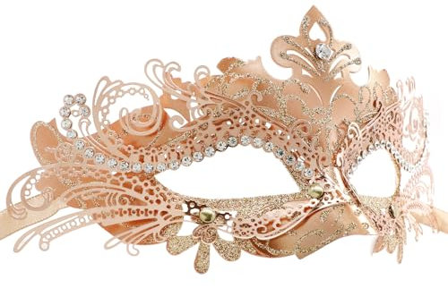Coddsmz Maskerade Metallmasken Venezianische Halloween Kostüm Maske Karneval Maske Cosplay Party Kostüm Ball Hochzeit Party Maske Rose Gold LQ2343207E3Z