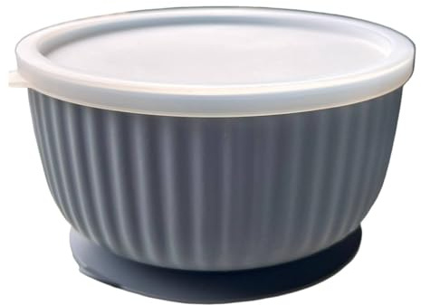 Gamelle pour Chat avec Ventouse & Couvercle Silicone 400 ML – Bol Surélevé Antidérapant pour Chatons, Petits Chiens, Lapins – Lave-Vaisselle (Gris foncé)