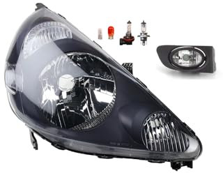 Johns, Scheinwerfer Halogen Front Haupt passend für Honda Jazz GD 03/02-12/04 H4 Rechts + Nebelscheinwerfer + Leuchtmittel