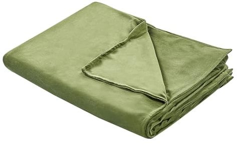 Beliani Modern Duvet Weighted Blanket Cover Polyester Fabric 100 x 150 cm Solid Pattern Dark Green Rhea