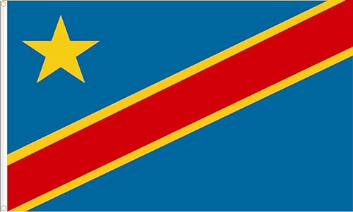 Drapeau de la République démocratique du Congo. Qualité satin premium 120 g. Grande taille 150 x 90 cm