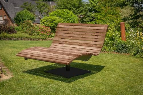 SCALANT Waldsofa Swing + Polsterauflage Wave + Kissen + Schutzhülle, drehbar 360°, Thermokiefer, für 2-3 Personen, Sonnenliege, Wellenliege, Relaxliege, Himmelsliege, Holzliege für den Garten