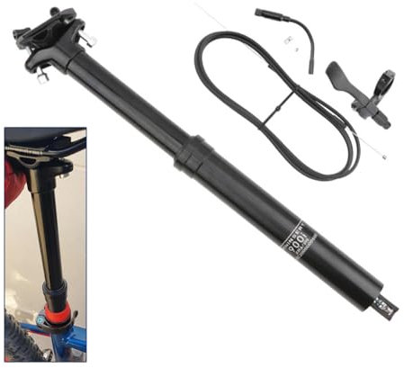 Hapihom Fahrrad Dropper Sattelstütze, 30,9 / 31,6 mm Sattelstütze, MTB Hydraulische Erwachsene Teleskopsattelstütze, Fahrradsattelstütze Dropper Hubdrahtsteuerung, Höhenverstellbares 31,6 X 395 mm