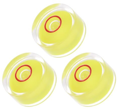 Kozelo 3 Stück Kleine Kreisförmige Libellen - [18mm Durchmesser 9mm Dicke] Mini Runde Wohnmobil Wasserwaage Nivellierwerkzeuge für Reisemobil-Drehtellerkamera, Gelb