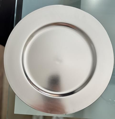 Genérico Bajo plato plateado brillante. Bajoplato Navidad o para cualquier celebración de 33 cm. Set de 6 platos
