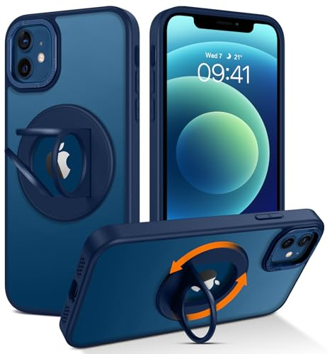 BENTOBEN Magnetische Schutzhülle für iPhone 12/iPhone 12 Pro Magsafe, kompatibel mit Ring, integrierte Halterung, 360 °, flexibel, drehbar, stoßfest, transparent, kratzfest, für iPhone 12/Pro 6,1