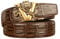 xichuangyuXCY Men's Leather Ratchet Belt Retro Dragon Pattern Eagle Tiger Buckle Carved Casual Business Belt 49 (Brown Crocodile pattern Dragon 2)