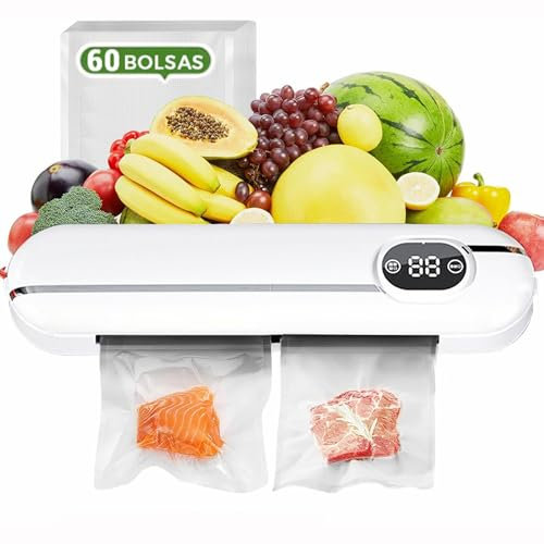 PrimerQ® Envasadora al Vacío con 60 Bolsas | Máquina de Sellado Compacta y Potente para Alimentos Frescos, Congelados y Sous-Vide | Fácil de Usar y Conservación Extendida con Sellado Rápido