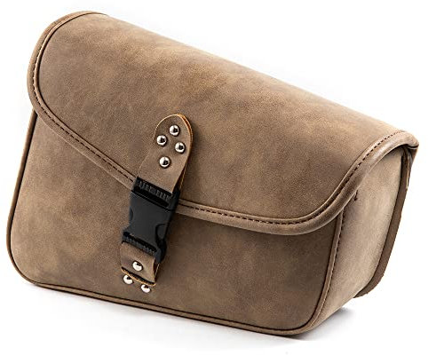 APEBAZY Motorrad Satteltaschen Braun PU Leder Swing Bag Seitentaschen Dreieckige Gepäcktasche mit großer Kapazität (rechts)