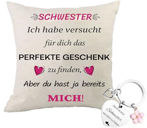 jenich Schwester Geschenke zum Geburtstag Weihnachten Geschenk für Schwester Geburtstagsgeschenk für Schwester Kissenbezug 45x45cm Geschenkideen für Schwester zum Geburtstag Weihnachten Neues Jahr