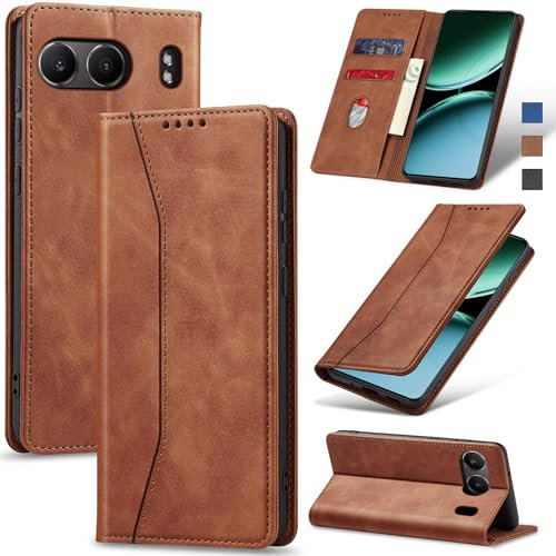 Jasonyu Handyhülle für OnePlus Nord 4 5G Hülle Leder Flip Klappbare Stoßfeste Magnetische Premium PU Leder Standfunktion Kartenfächern Schutzhülle Klapphülle für OnePlus Nord 4,Braun