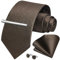 HISDERN Ensemble cravate à carreaux et pince à cravate pour homme avec mouchoir, boutons de manchette, cravate, cadeau formel pour fête de mariage, Marron-2., taille unique