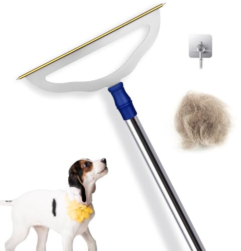 12”Wide Large Metal Carpet Rake Pet Hair Removal Broom, 54 Thicker Handle Low Pile Carpet Brush, Dog Cat Pet Hair Remover, Embedded Fur Pro Clean Removal Tool, Rug Couch Stair Scraper