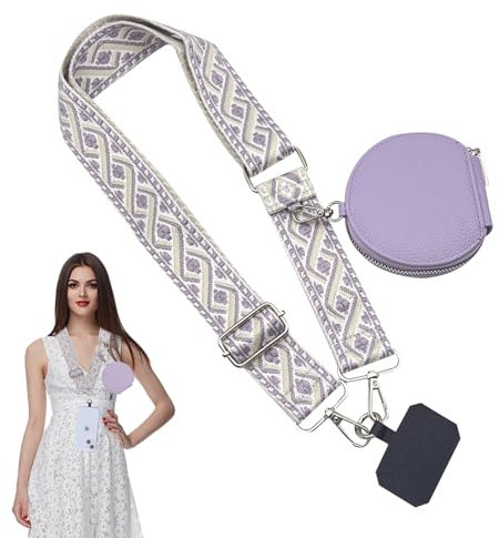 BSITSSS 1PCS Correa para Teléfono con Bolsa con Cremallera, Ajustable Cuerda para Movil, Correa Cruzada para Teléfono, Universal Colgante para Movil,Correa de Clip para Teléfono con Cartera para Viaje