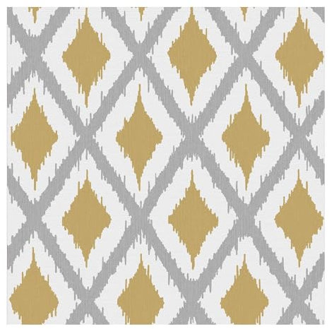 Fresco Ikat Geometric Ochre Wallpaper - Paste The Paper - Ochre/Grey Wallpaper - Contemporary Weave Geometric Diamond Pattern - Perfect for Most Rooms - Feature or 4 Wall Design