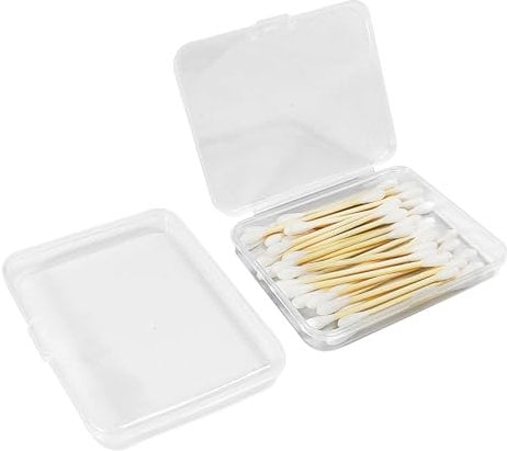 Cosysparks Porta Cotton Fioc da Viaggio, 2 Pack Portatile Piccolo porta cotton fioc per bagno Plastica Trasparente porta stuzzicadenti per la conservazione di palle di cotone Flosser stuzzicadenti