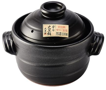 Cuociriso in argilla giapponese, pentola calda ad alto calore pentola in ceramica nutritiva doppia protezione, 001,27,5 x 21 cm (1 31,5 x 23 cm)