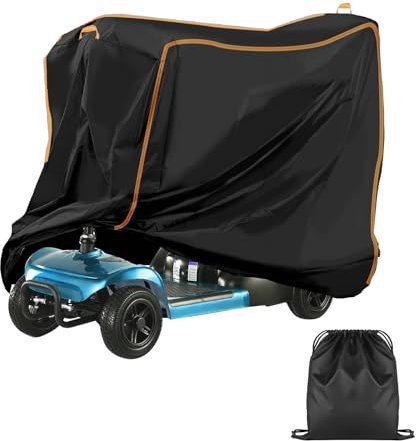 Mobility Scooter Cover Upgraded, 420D Oxford Fabric Electric Scooter Rain Cover Waterproof Outdoor, with Reflective Strips, 3 Buckles and Handle (XL: 144 x 99 x 68 cm)