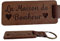 La maison du bonheur - Porte Clés en Bois de Noyer Cuir et Laiton Porte Clef Personnalisé Cadeau Emmenagement Maison Porte Clés Maison Original