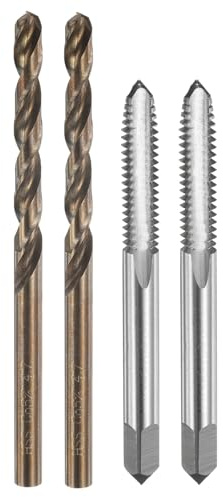 QUARKZMAN Jeu De Tarauds Et Forets, 2pcs M6 x 1.25 Tarauds À Filet Métrique À Rainures Droites & 2pcs Forets Hélicoïdaux 4.7mm, Non Revêtus/Teintés Jaunes HSS-6542/M35 HSS-CO Outil Filetage