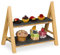 Relaxdays Etagere, 2 Etagen, mit Schieferplatten, HBT 27x32x17 cm, rustikaler Servierständer, Bambus-Gestell, natur/grau