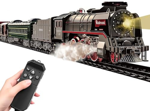 Elektrische Zug Spielzeug,Eisenbahn Kinder mit Dampf, Sounds und Lights,Luxury Track Steam Locomotive für 3-8 Jahre Jungen Mädchen Zugset