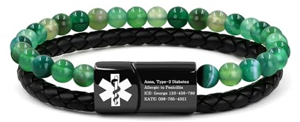 Vivaday Individuelles medizinisches Alarmarmband | Armband mit graviertem Namen | Mehrzweck-Armbänder für medizinische Beschwerden | Bequem für Männer, Outdoor-Sport, YA5553