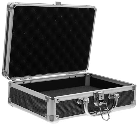 Didiseaon Aluminum Alloy Small Multifunctional Tool Box Hard Shell Carrying Case Key Lock Eva Foam Interior Storage Organizer for Travel and Instrument Protection