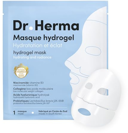 Dr. Herma - Masque Hydrogel Collagène & Acide Hyaluronique Hydratation Intense, Anti-Âge, Resserrement des Pores, Hypoallergénique – Soin Coréen Visage Premium pour Tous Types de Peaux. (4)