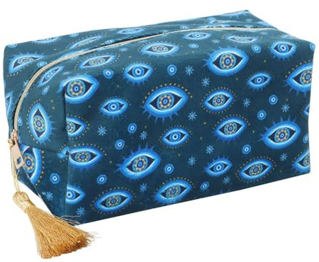 All Seeing Eye Velvet Makeup Bag | Celestial Zip Pouch | Mystical Cosmetic Bag | Starry Travel Wash Bag | Witchy Accessory