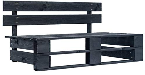 Frdhee Ruhebank Sitzbank Wetterfest, Garten-Palettenbank Holz Schwarz für Park, Garten und Terrasse
