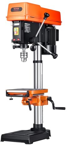 VEVOR Trapano a Colonna da Banco 750 W Velocità Variabile 340-2200 giri/min con Piano di Lavoro Inclinabile da 0 a 45°, Posizionamento a Raggi X, Trapano da Tavolo per Legno e Metallo