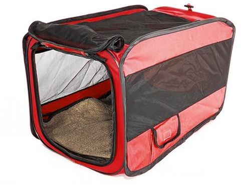 EMUKOEP Jaula Plegable para Mascotas, Perrera Portátil Grande y Transpirable para Perros y Gatos con Base Impermeable para Cinturón de Seguridad, para Mascotas Medianas a Grandes de