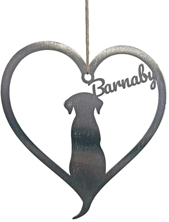 Personalised Dog Silhouette Steel Heart Garden Gift for Dog Lovers