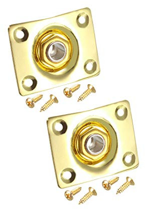 sourcing map 1/4 Inch 6.35mm Guitar Mono Output Jack Plate Input Socket for Electric Guitar, Golden 2Pcs