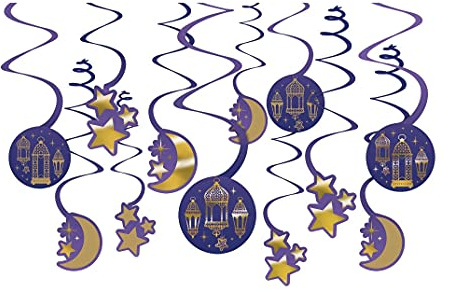 amscan 670861 Eid Mubarak Folien-Wirbel zum Aufhängen, Dekoration, 12 Stück