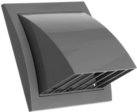 Ø 100mm Rejilla de Ventilación con Protección contra Lluvia y Viento y Válvula de Retención - Plástico ABS Gris