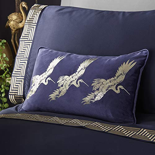 Laurence Llewelyn-Bowen Qing Kissen mit Foliendruck, gefüllt, Polyester, Navy, 28 x 48cm