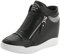 rismart Damen Keilabsatz Plateau Freizeitschuhe Mode Sneaker SN15018 (Schwarz,40.5 EU)