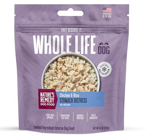 Whole Life Dog Bland Diet for Dogs – Sensitive Stomach Food for Digestive Support, Constipation, Anti Diarrhea & Vomit Relief – Human Grade, Quick & Easy Chicken and Rice, Ready in Minutes