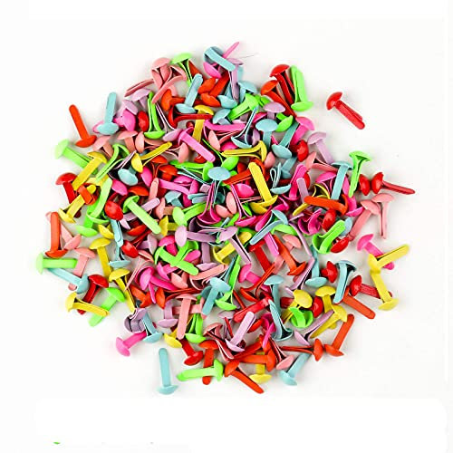 Mini Brads,200 Stück Musterklammern Bunte Brads Farbige Brad Runde Brads Verschlussklammern für Craft Stamping Scrapbooking DIY 5.5 * 11MM