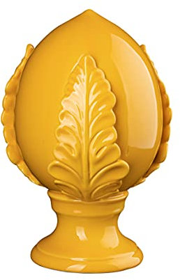 Baroni Home Pumo Pugliese Colorato, Pumo Decorativo in Porcellana Dipinta a Mano, Colore Giallo, Misure 14X14X22 cm