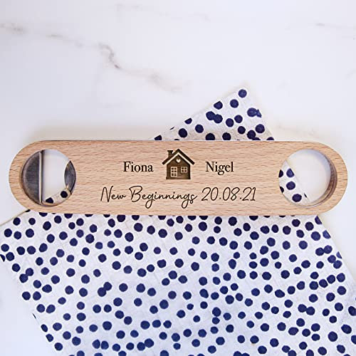 Personalised Wooden Bottle Opener, Housewarming Gift for New Home, Gifts for Couples, Him, Her, Son, Daughter