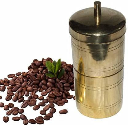 Traditional Filter Coffee Maker, Brass/South Indian Drip Style Decoction Liquid Maker (250Ml, Ideal for 3 to 4 Cups Coffee)