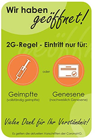 BIKE-label Corona Aufkleber 2G-Regel Zutritt für Genesene Geimpfte 130 x 195 mm 900237